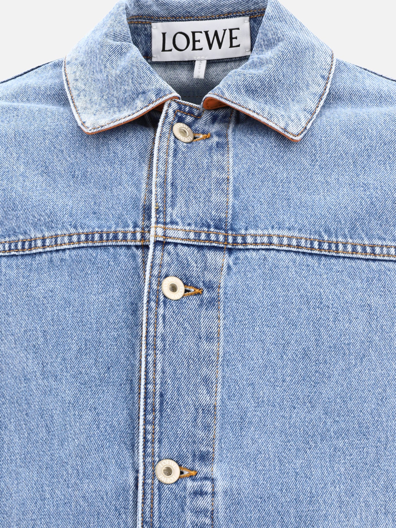 Denim jackets 80% cotton 20% leather  Light blue - Loewe Men | PDP | VIETTI Online Store | thumbnail_3