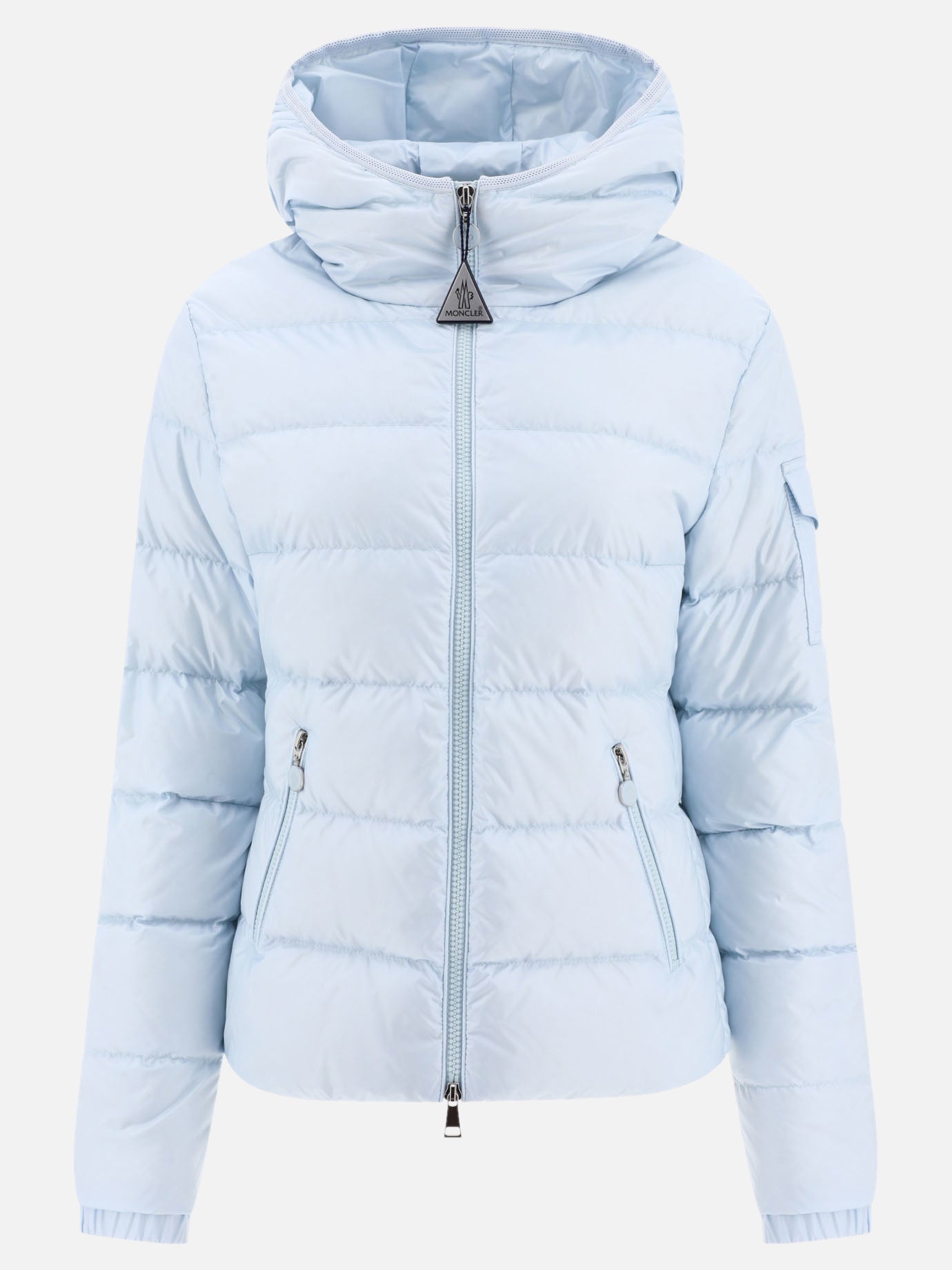 Down jackets 100% polyamide - Padding: down and feathers  Light blue - Moncler Women | PDP | VIETTI Online Store | Zoom-Modal
