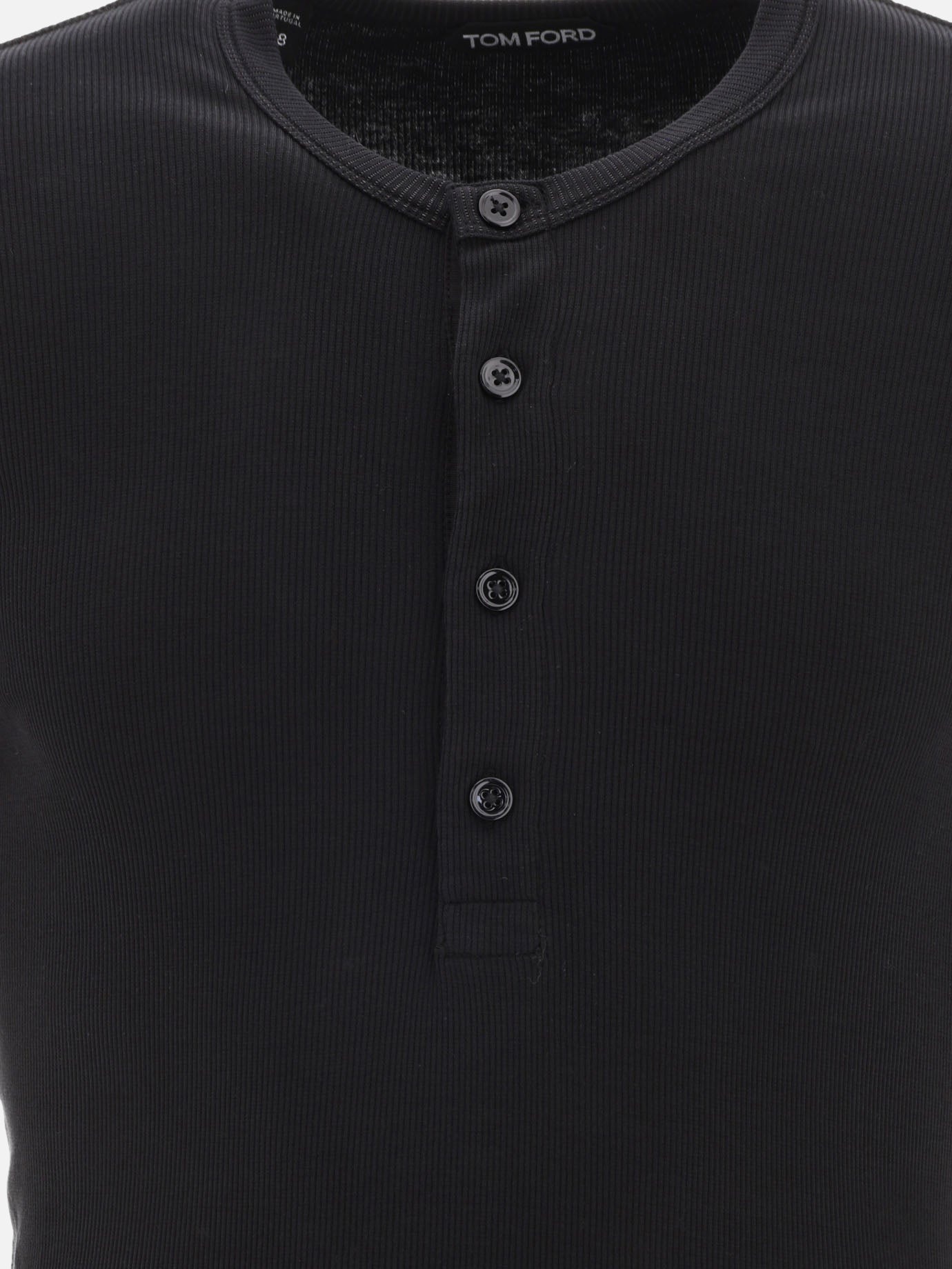 Henley t-shirts 64% lyocell 32% cotton 4% elastane  Black - Tom Ford Men | PDP | VIETTI Online Store | thumbnail_3