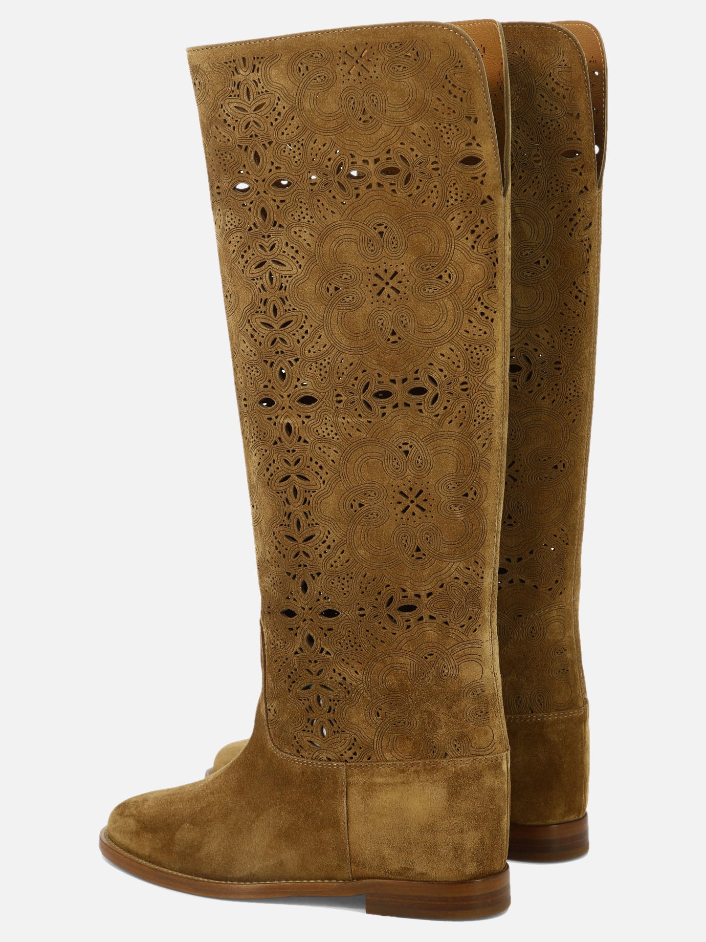 Suede boots with inlays