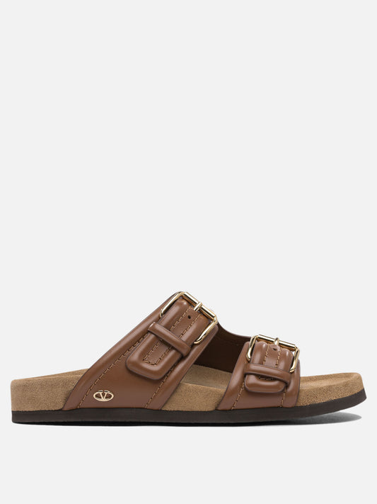 Flat sandals 100% calf leather - 100% leather  Brown - Valentino Garavani Women | PLP | VIETTI Online Store 
