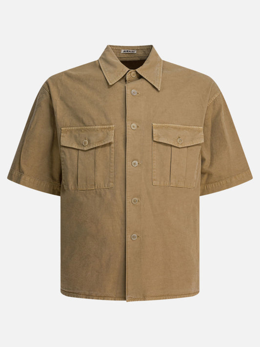 Camicie casual Solid colour  Beige - Auralee Uomo | VIETTI Online Store 
