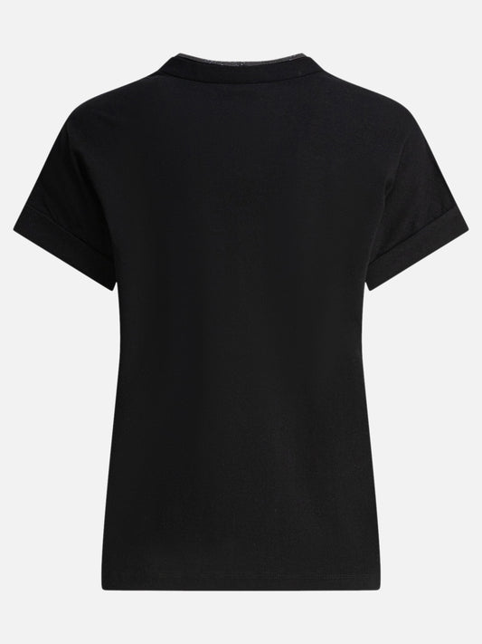 T-shirt scollo a V Solid colour  Nero - Brunello Cucinelli Donna | PDP | VIETTI Online Store | 2
