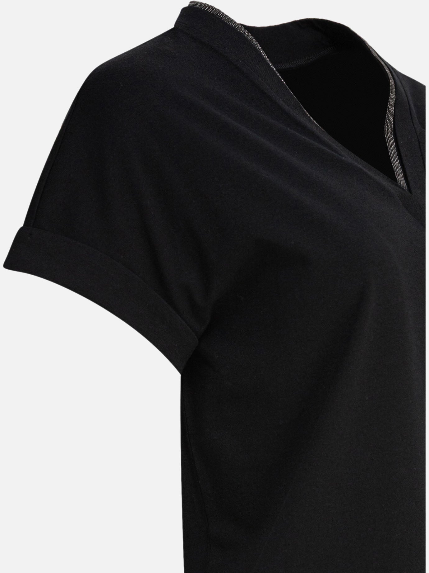 T-shirt scollo a V Solid colour  Nero - Brunello Cucinelli Donna | PDP | VIETTI Online Store | Zoom-Modal_4
