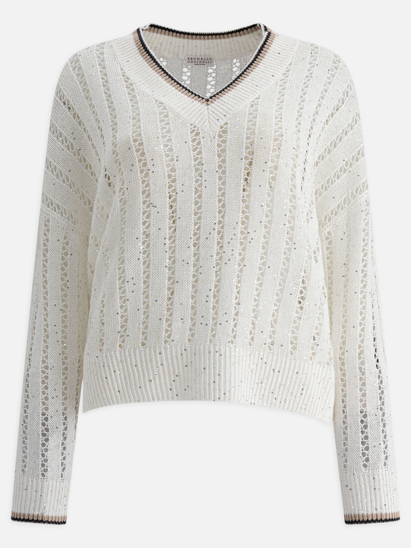 Maglioni scollo a V Solid colour  Bianco - Brunello Cucinelli Donna | PDP | VIETTI Online Store | thumbnail