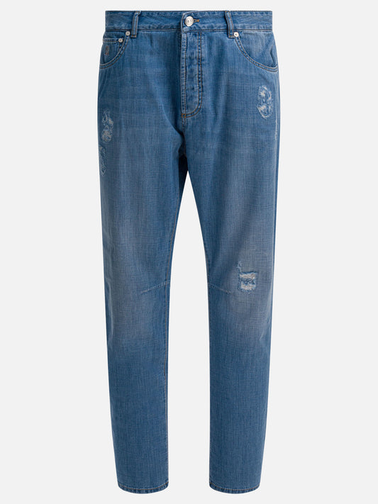 Straight-leg jeans Denim  Light blue - Brunello Cucinelli Men | PLP | VIETTI Online Store 
