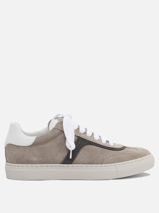Sneaker basse 100% calf leather - 100% rubber  Grigio - Brunello Cucinelli Donna | PLP | VIETTI Online Store 
