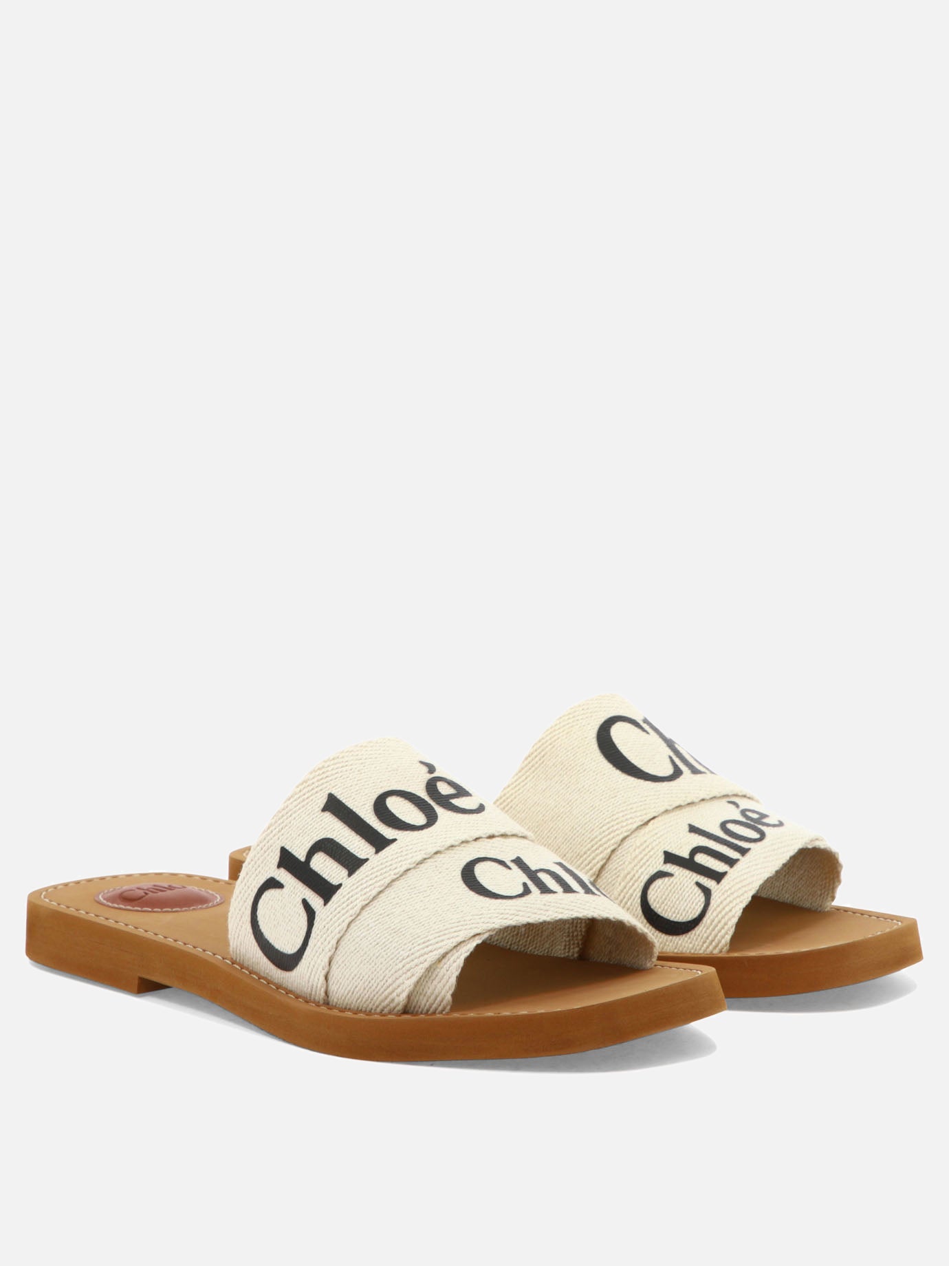 Flat sandals 90% linen 10% polyester - 100% ethylene vinyl acetate  White - Chloé Women | PDP | VIETTI Online Store | thumbnail_2