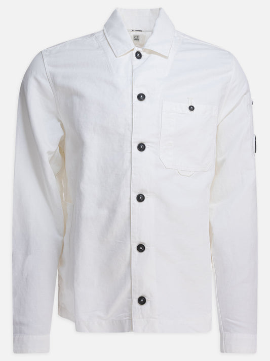 C.P. Company Overshirt in cotone e lino 19575647_L White 1