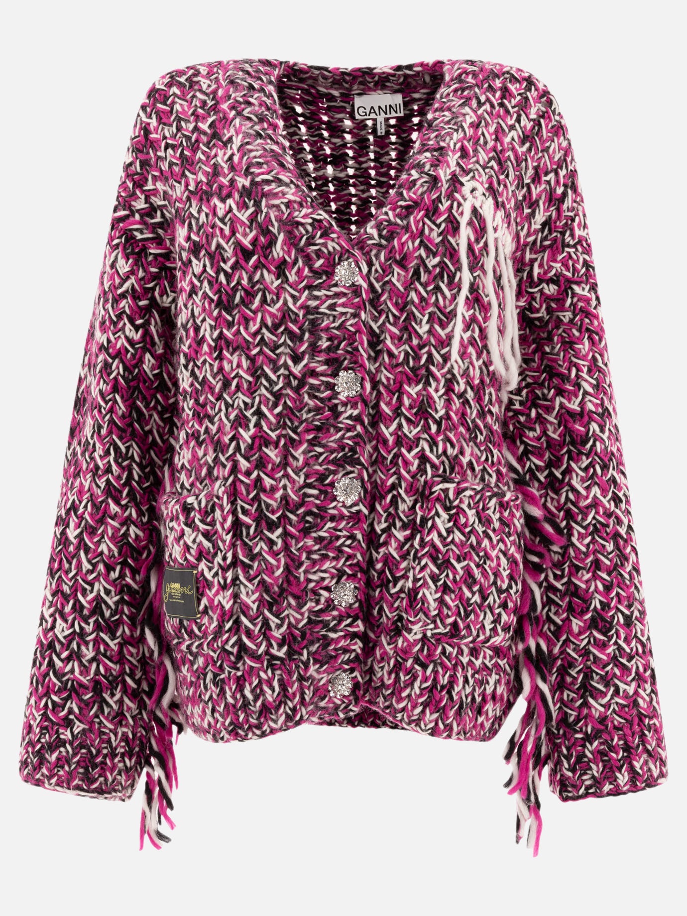 Cardigans Textured knit  Purple - Ganni Women | PDP | VIETTI Online Store | Zoom-Modal
