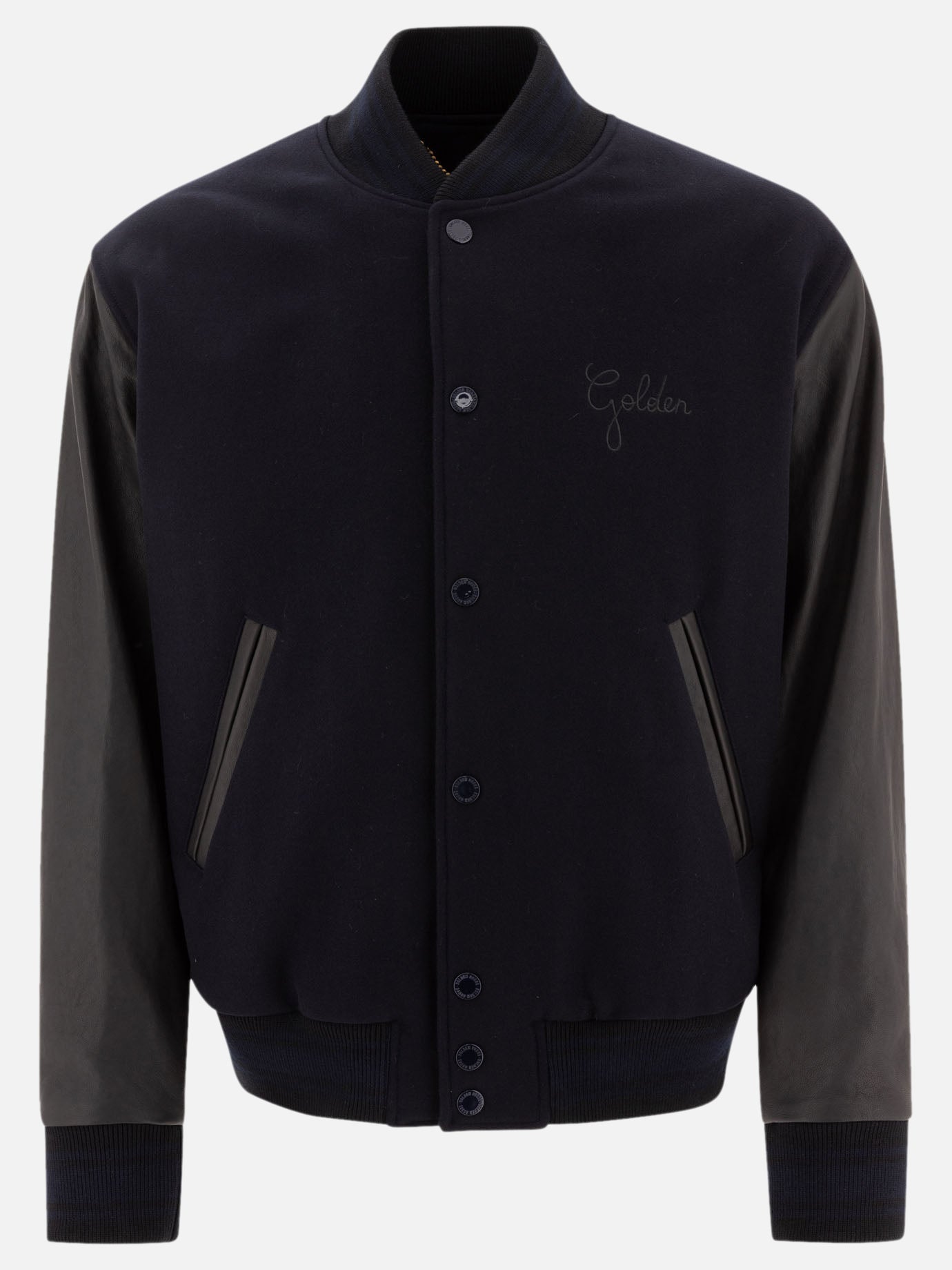 Golden Goose Bomber in lana e pelle 18116440_48 Blue thumbnail_1