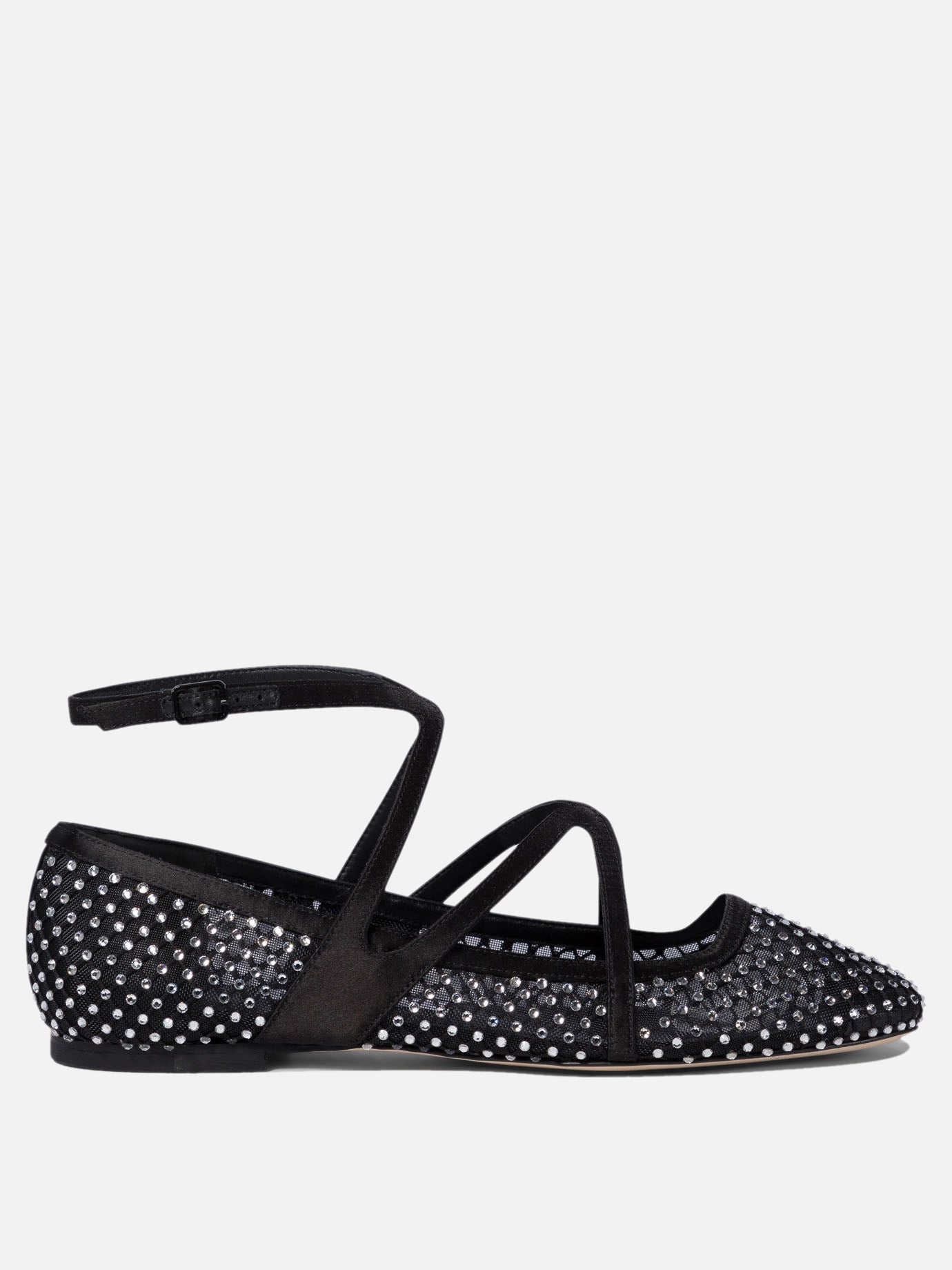Classic ballet flats 80% polyamide 20% leather - 95% leather 5% rubber  Black - Jimmy Choo Women | PDP | VIETTI Online Store | thumbnail