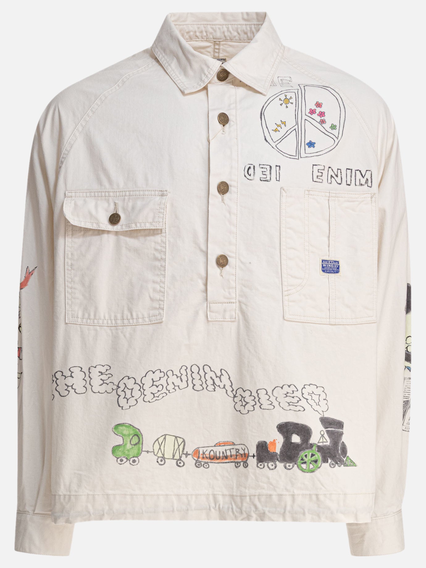 KAPITAL "Memorial Paint" shirt Beige