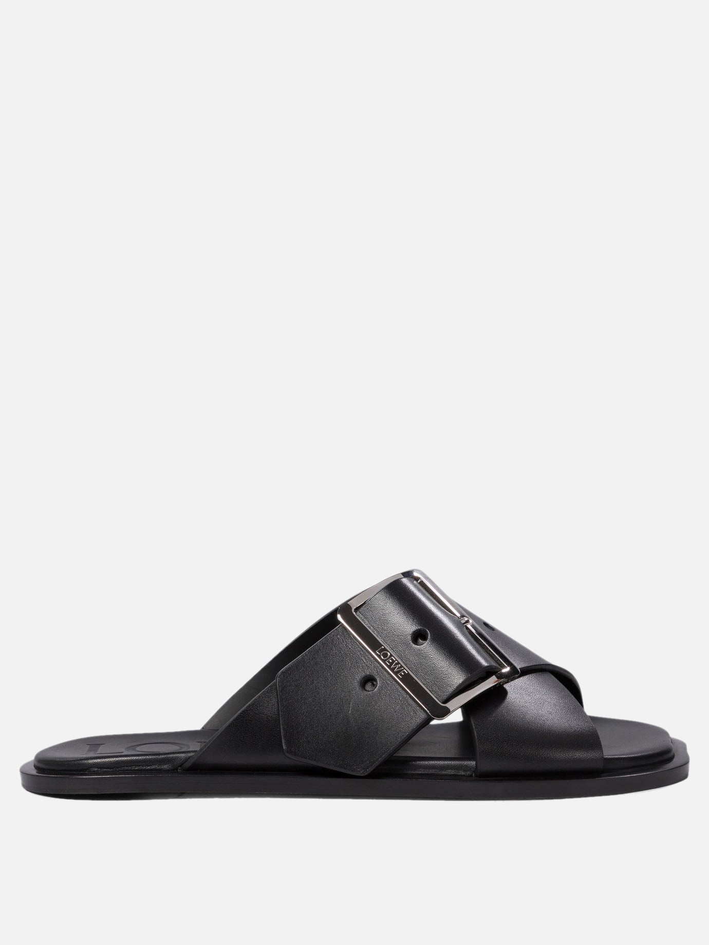 Flat sandals 100% leather - 100% leather  Black - Loewe Women | PDP | VIETTI Online Store | Zoom-Modal
