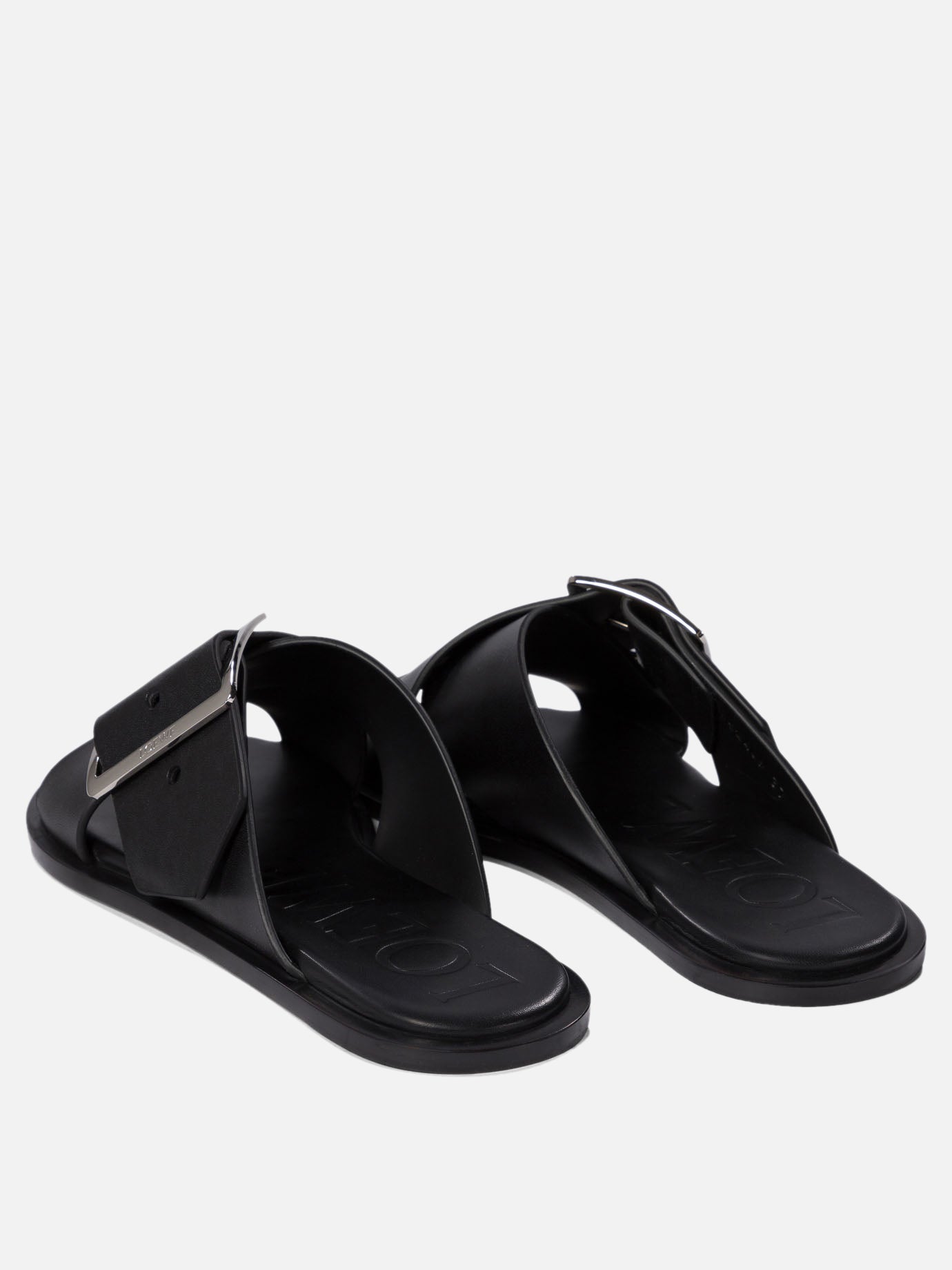 Flat sandals 100% leather - 100% leather  Black - Loewe Women | PDP | VIETTI Online Store | thumbnail_4