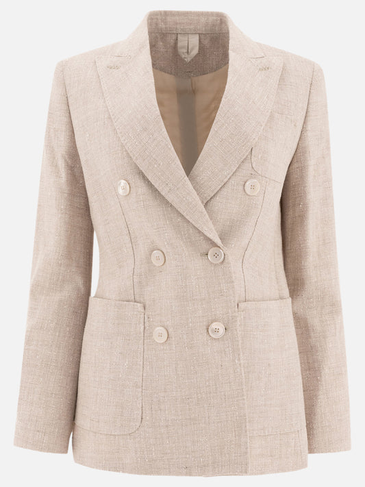 Max Mara Blazer doppiopetto in frisé 13289072_38 Beige 1