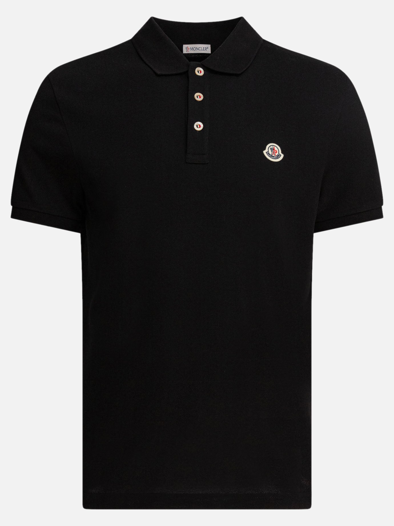 Moncler Polo in piquet di cotone con patch logo 18191415_S Black thumbnail_1
