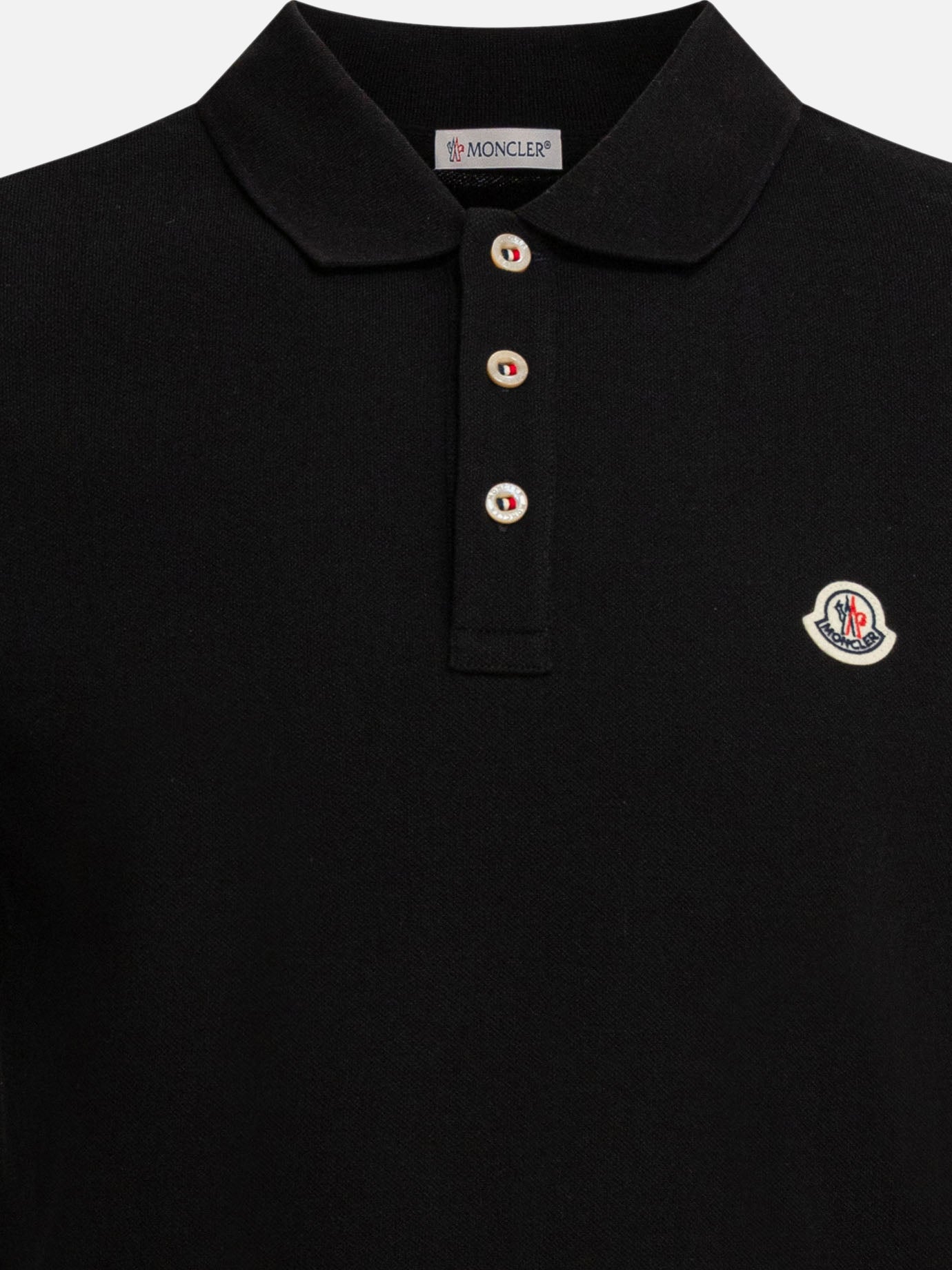 Moncler Polo in piquet di cotone con patch logo 18191415_S Black thumbnail_3