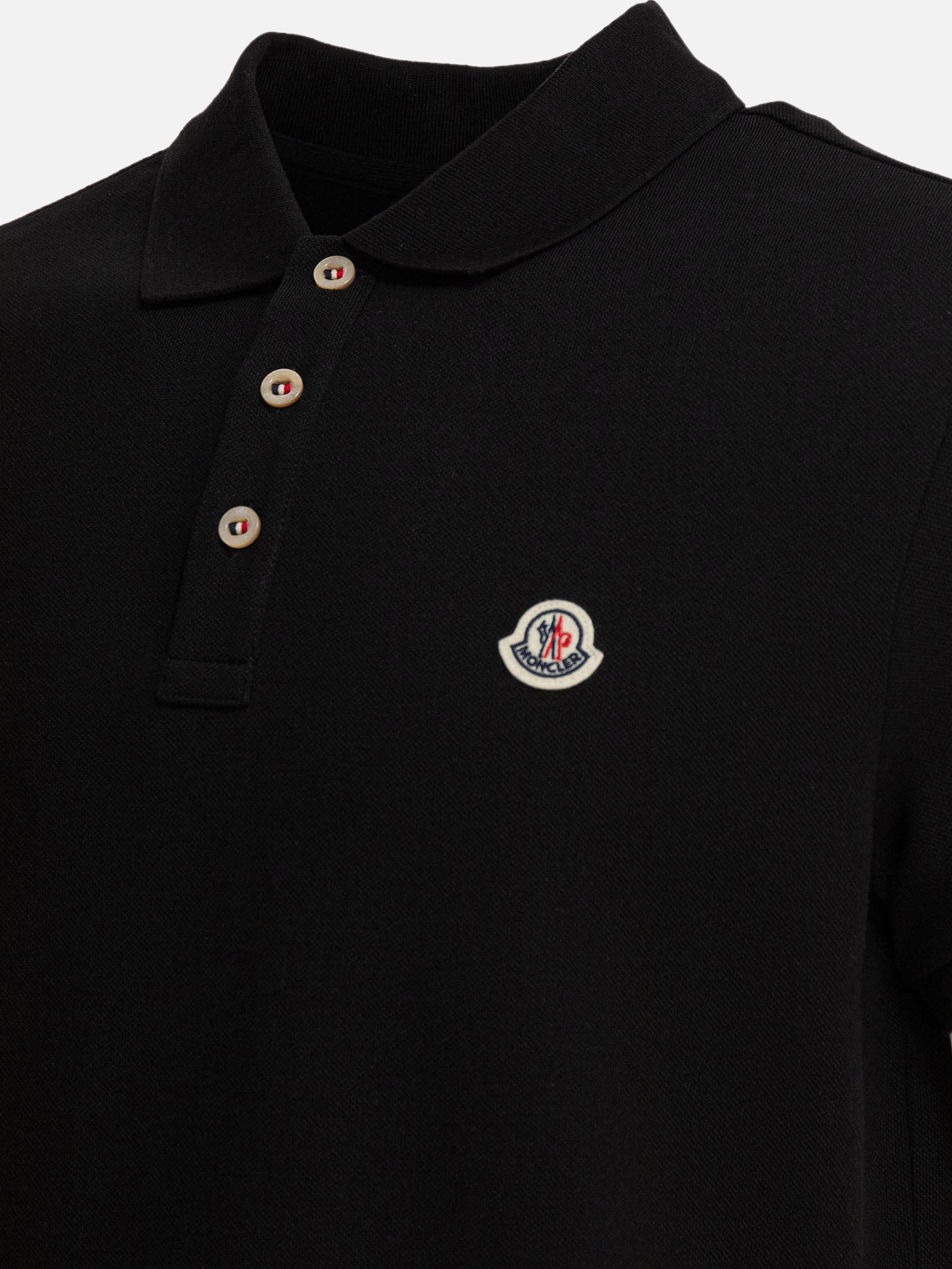 Moncler Cotton pique polo shirt with logo patch Black