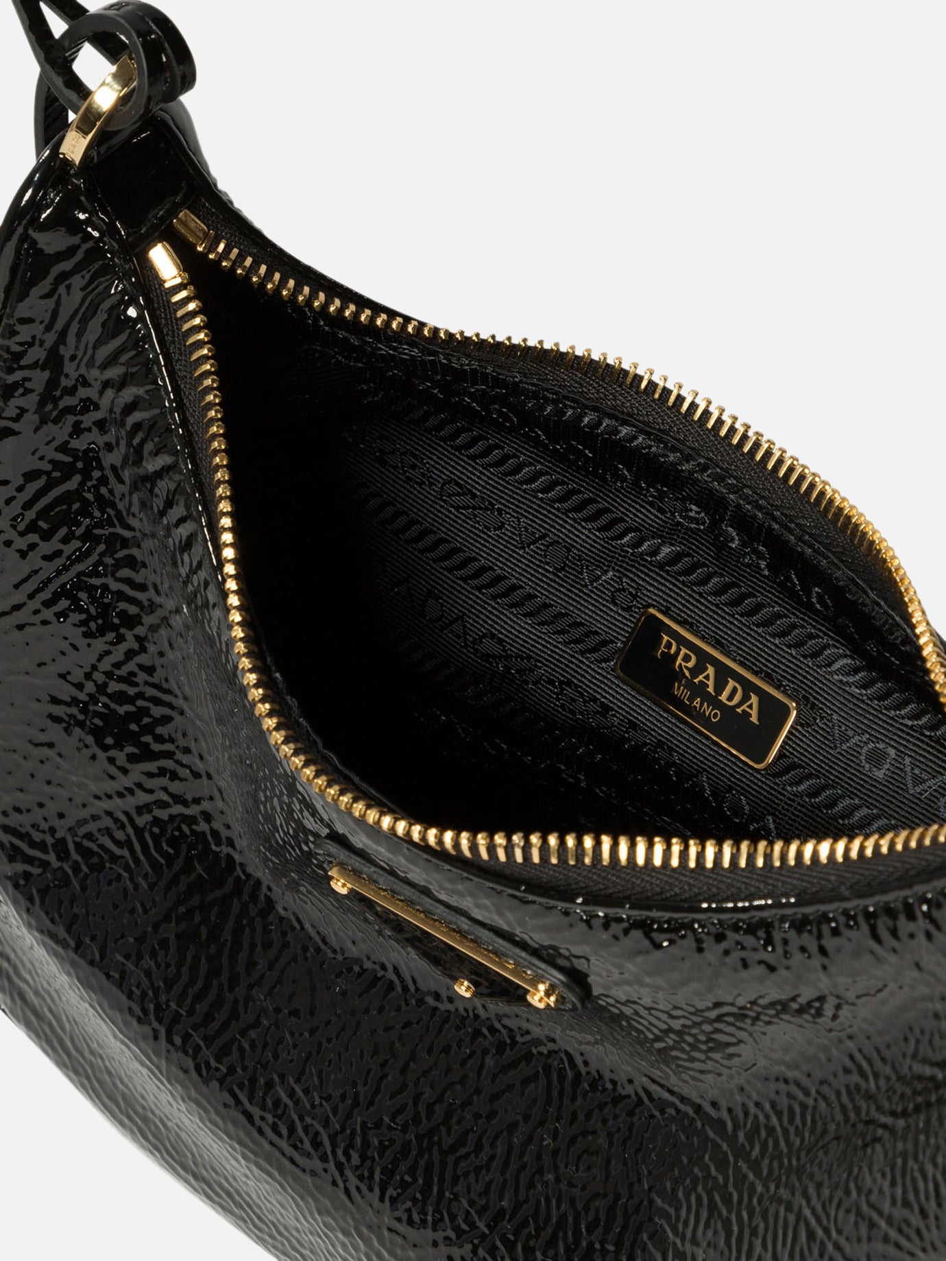 Prada Prada Re-Edition naplak patent leather mini-bag Black