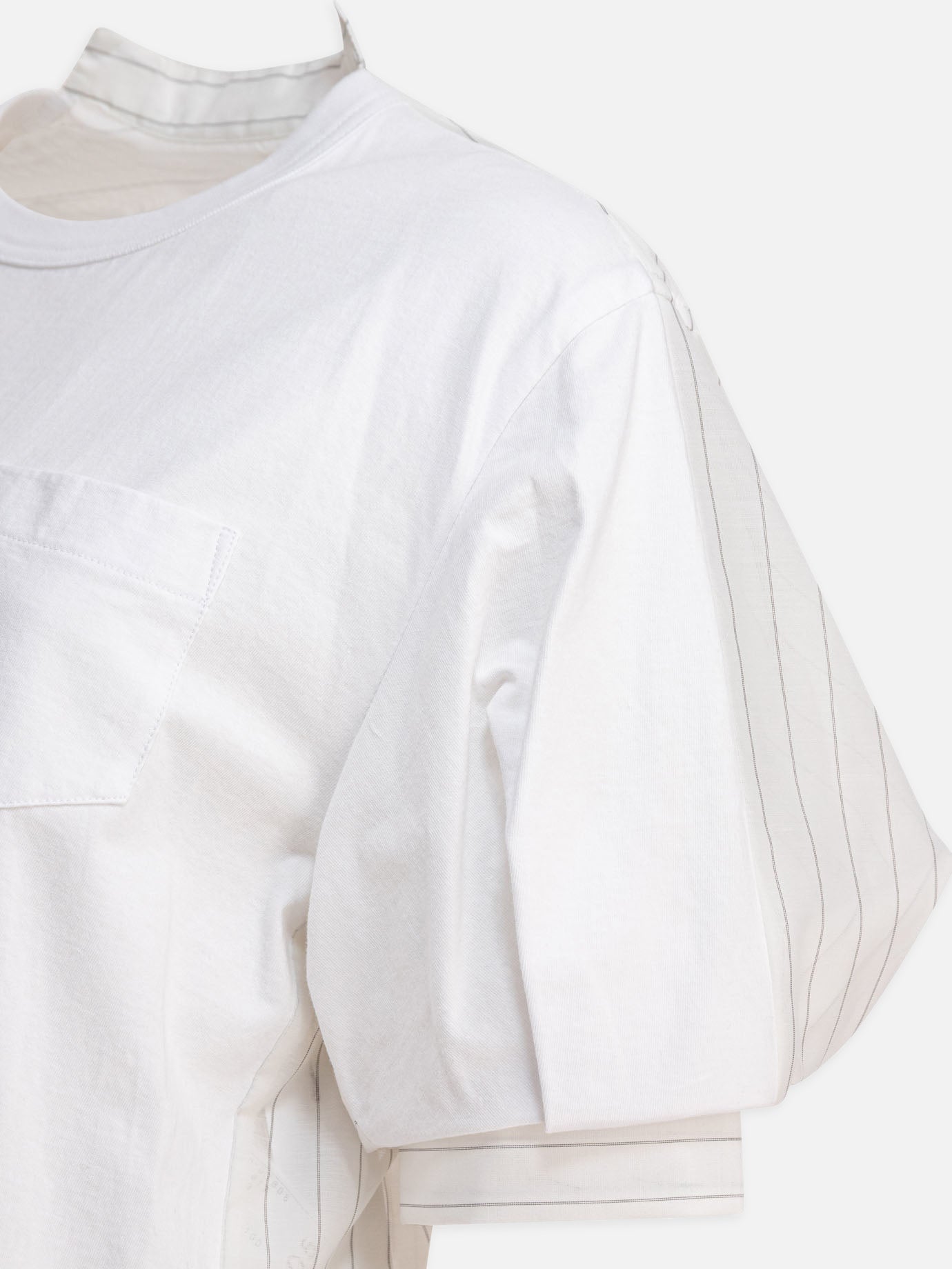Sacai T-Shirt in organza filata e jersey di cotone 12213542_2 White thumbnail_4