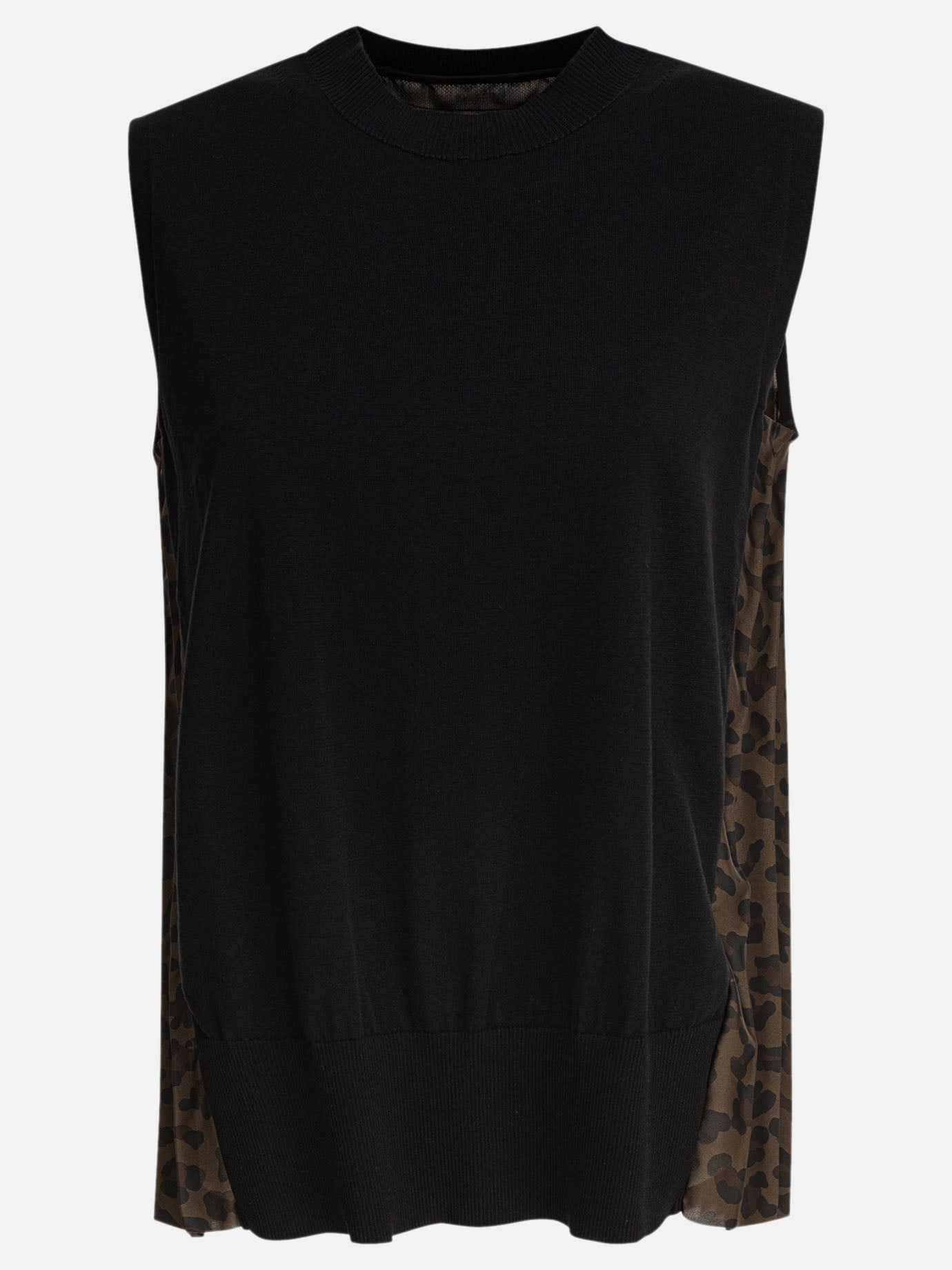 Sacai Leopard print top Black