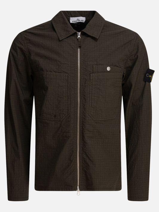 Stone Island Organic cotton ripstot stretch overshirt 20664475_M Green 1