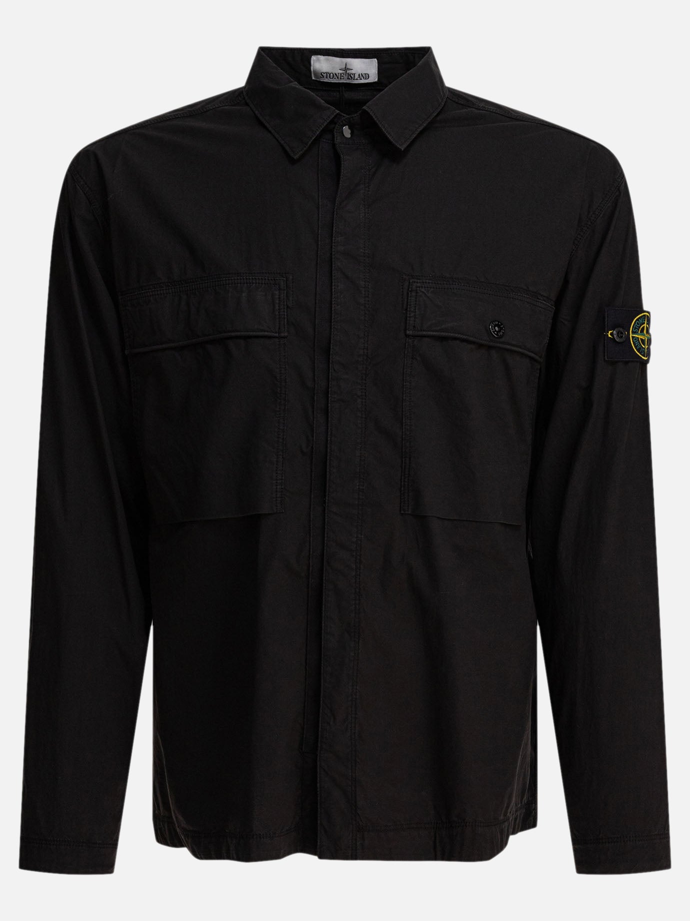 Stone Island Stretch cotton canvas overshirt Black