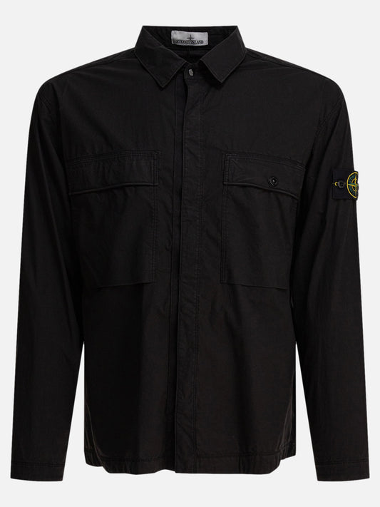 Stone Island Stretch cotton canvas overshirt 23073480_M Black 1