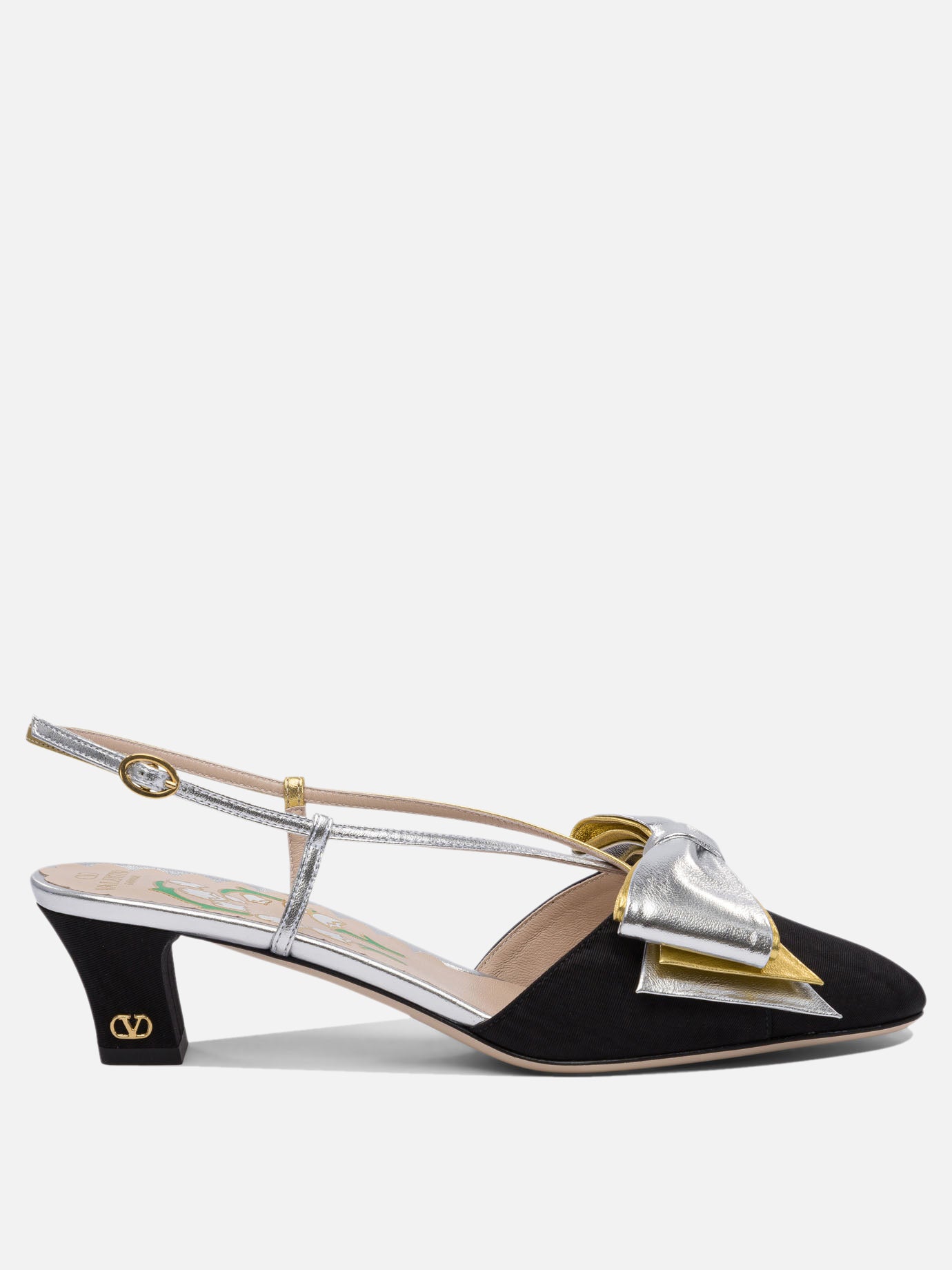 Valentino Garavani &quot;Bowow Moirè 45 mm&quot; slingback pumps 17419593_38½ Black thumbnail_1