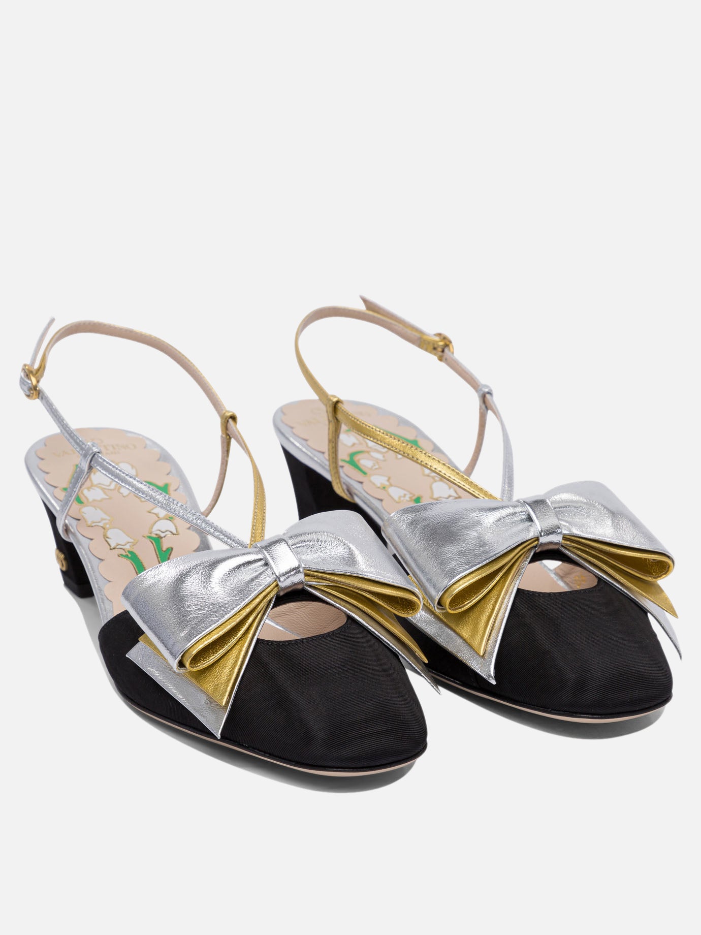 Valentino Garavani &quot;Bowow Moirè 45 mm&quot; slingback pumps 17419593_38½ Black thumbnail_2