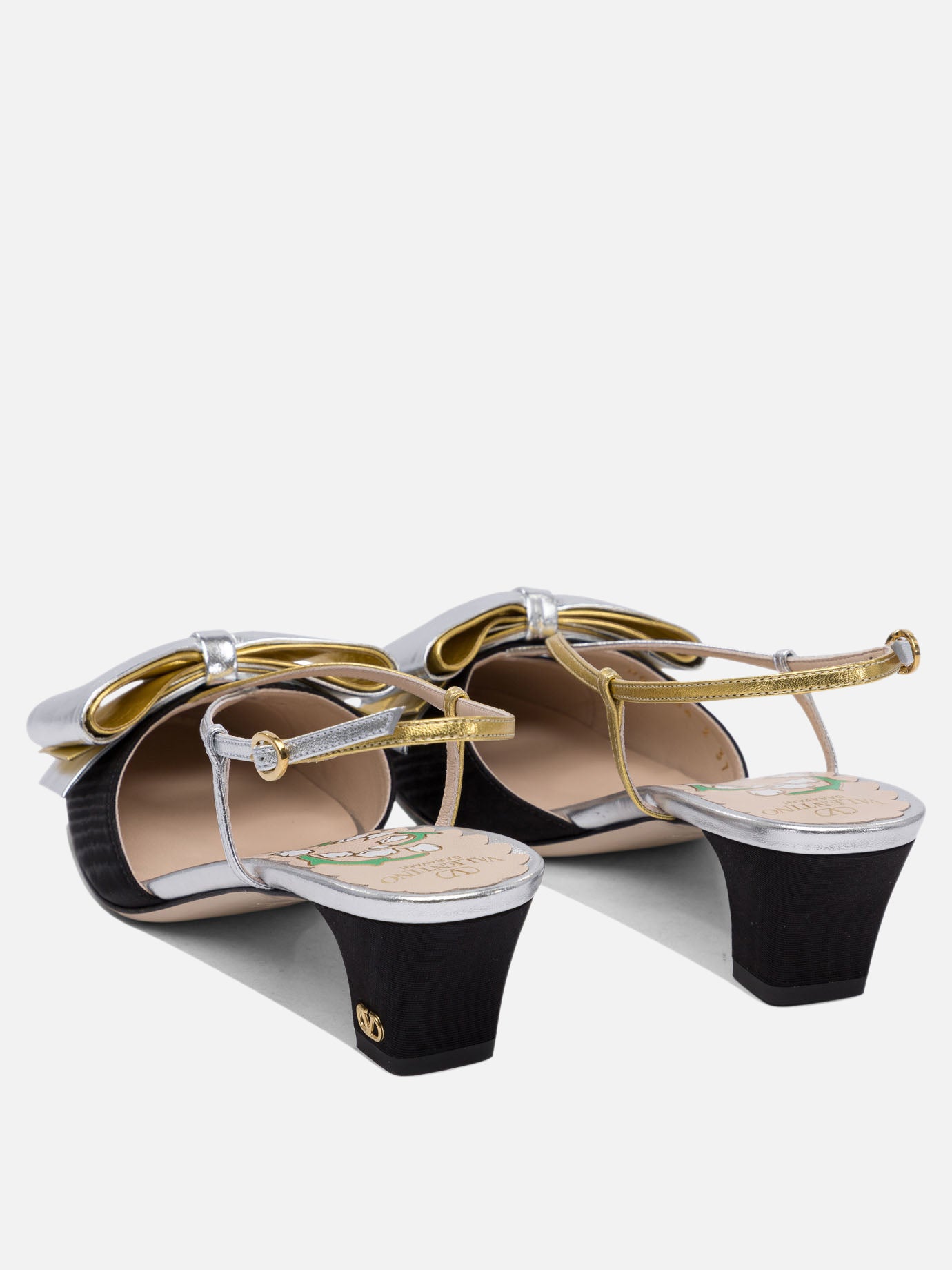 Valentino Garavani &quot;Bowow Moirè 45 mm&quot; slingback pumps 17419593_38½ Black thumbnail_4
