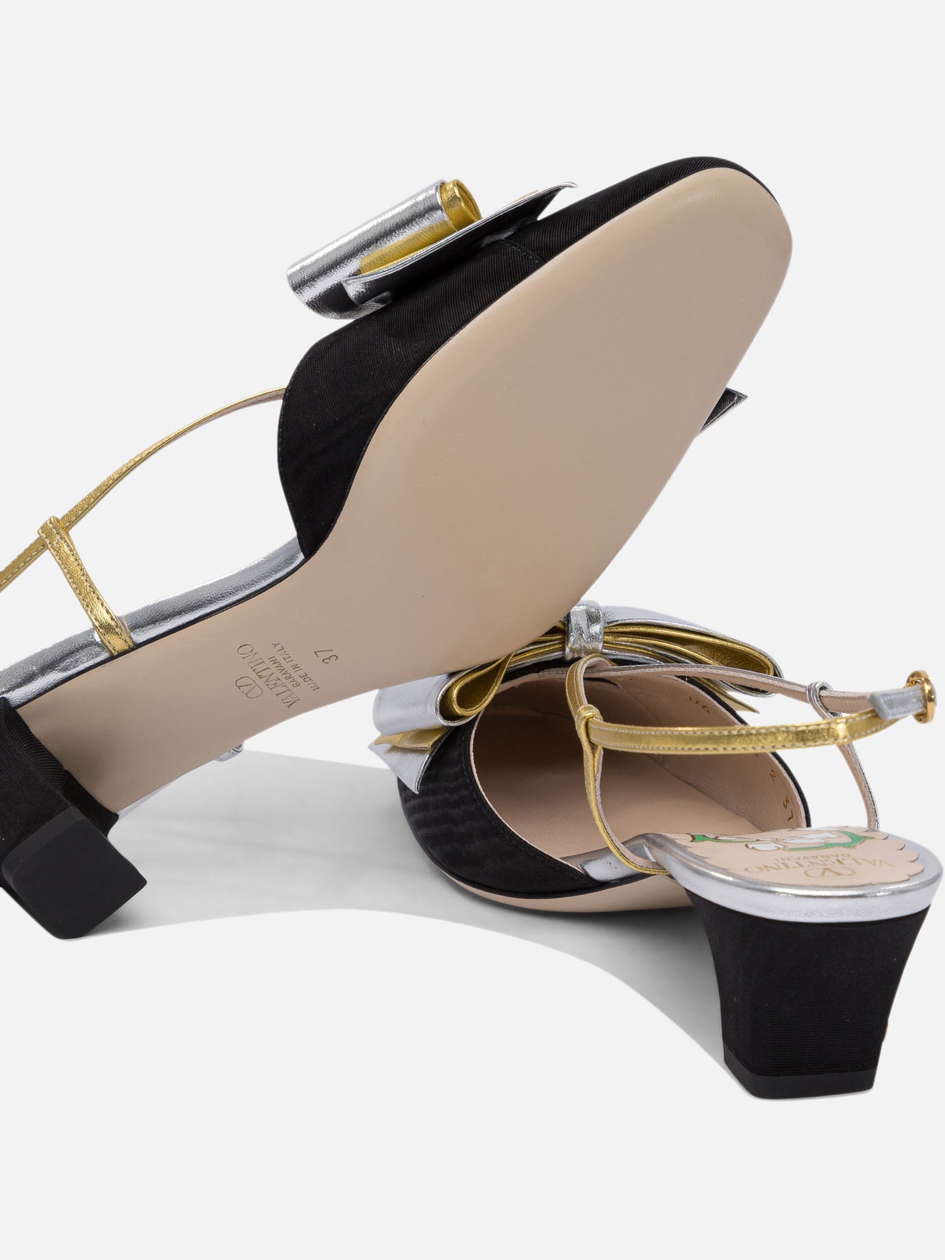 Valentino Garavani &quot;Bowow Moirè 45 mm&quot; slingback pumps 17419593_38½ Black thumbnail_5
