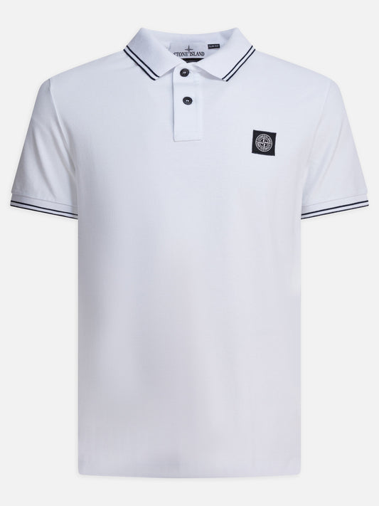 Polo con bottoni Logo  Bianco - Stone Island Uomo | VIETTI Online Store 
