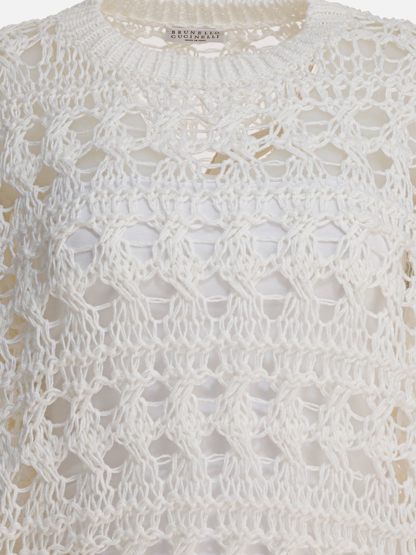 Maglioni girocollo Textured knit  Bianco - Brunello Cucinelli Donna | PDP | VIETTI Online Store | Zoom-Modal_3
