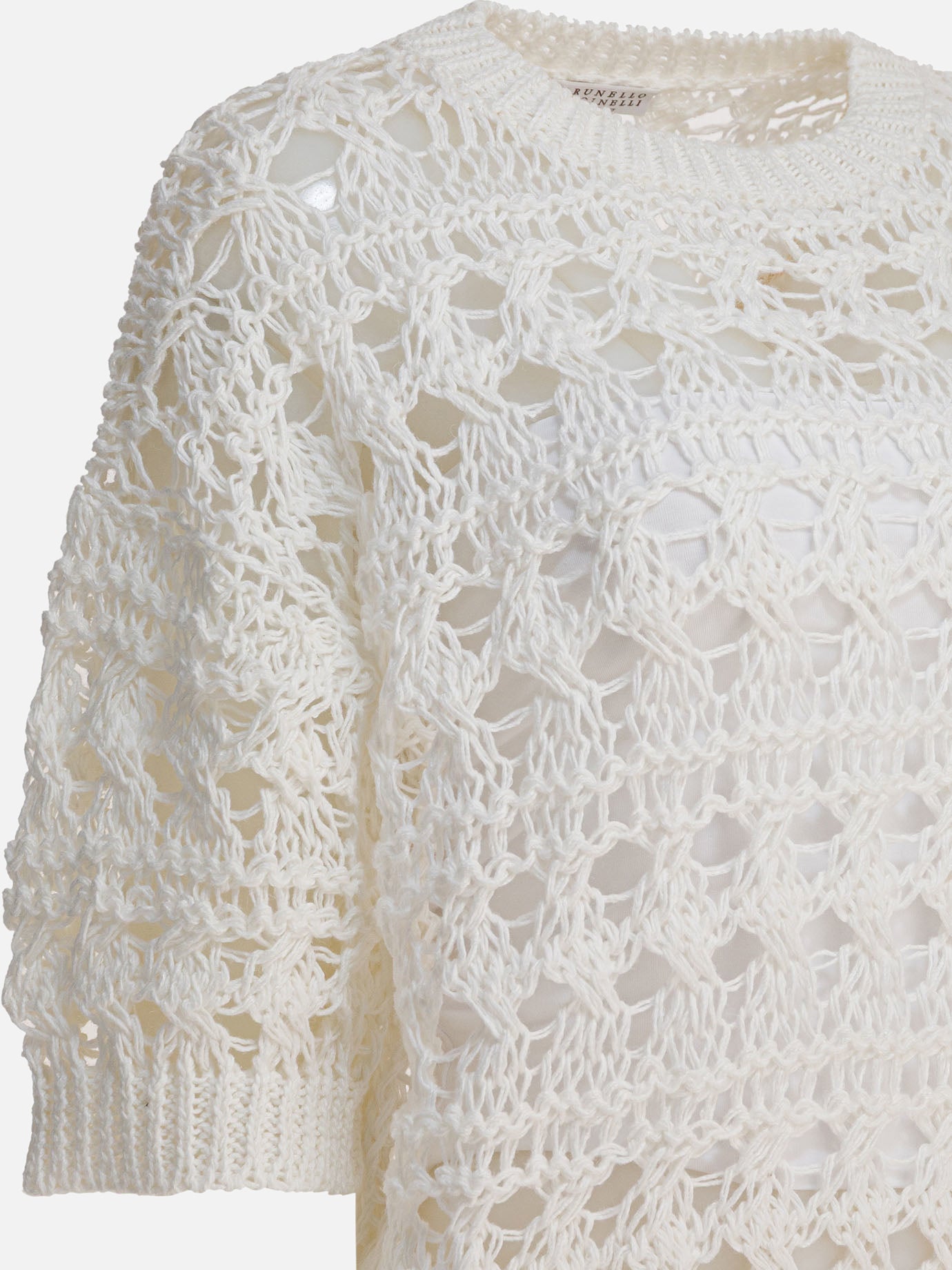 Maglioni girocollo Textured knit  Bianco - Brunello Cucinelli Donna | PDP | VIETTI Online Store | Zoom-Modal_4
