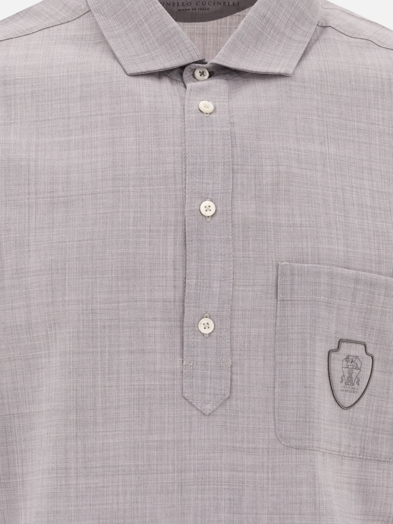 Polo con bottoni Solid colour  Grigio - Brunello Cucinelli Uomo | PDP | VIETTI Online Store | Zoom-Modal_3
