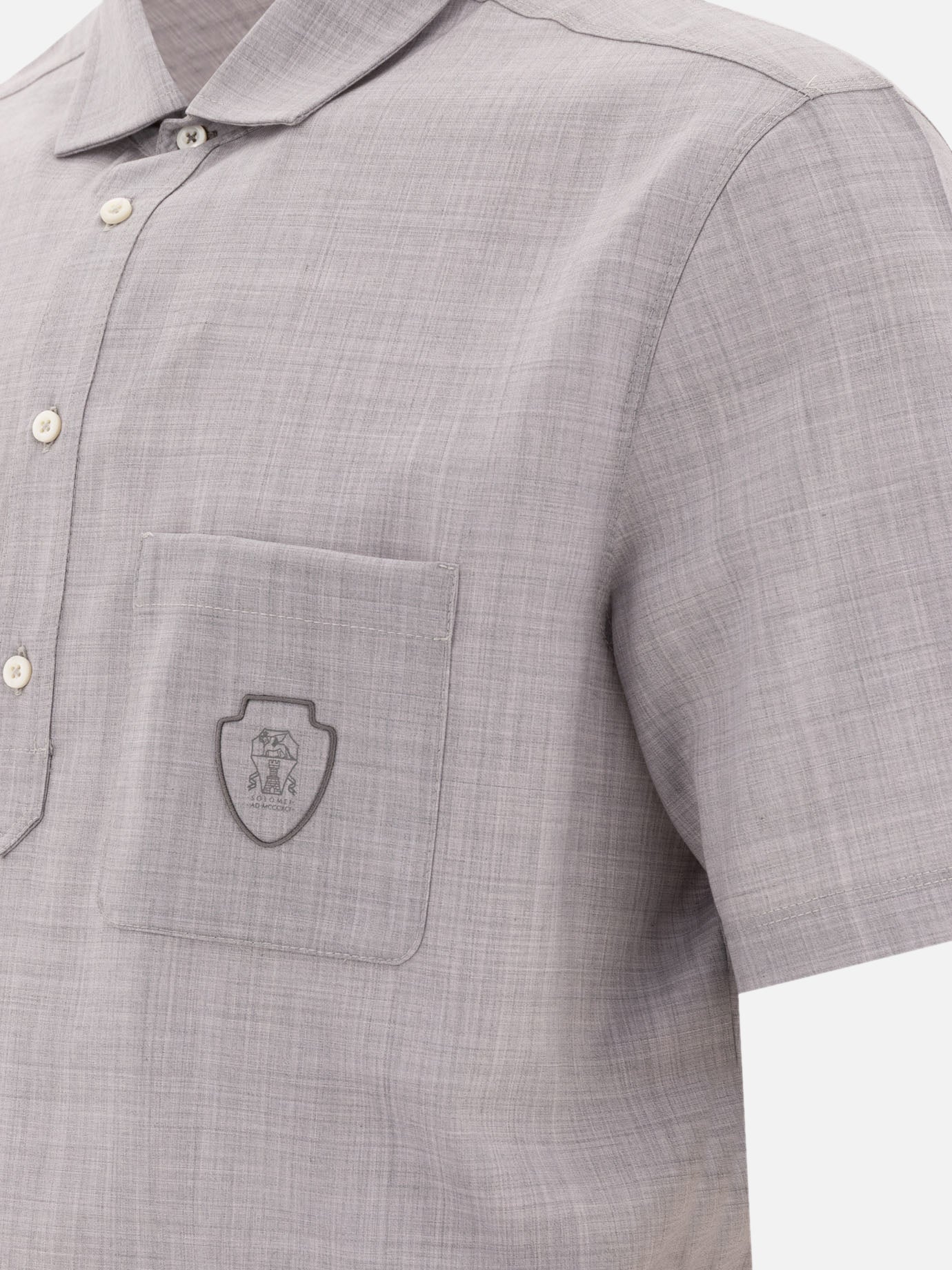 Polo con bottoni Solid colour  Grigio - Brunello Cucinelli Uomo | PDP | VIETTI Online Store | Zoom-Modal_4
