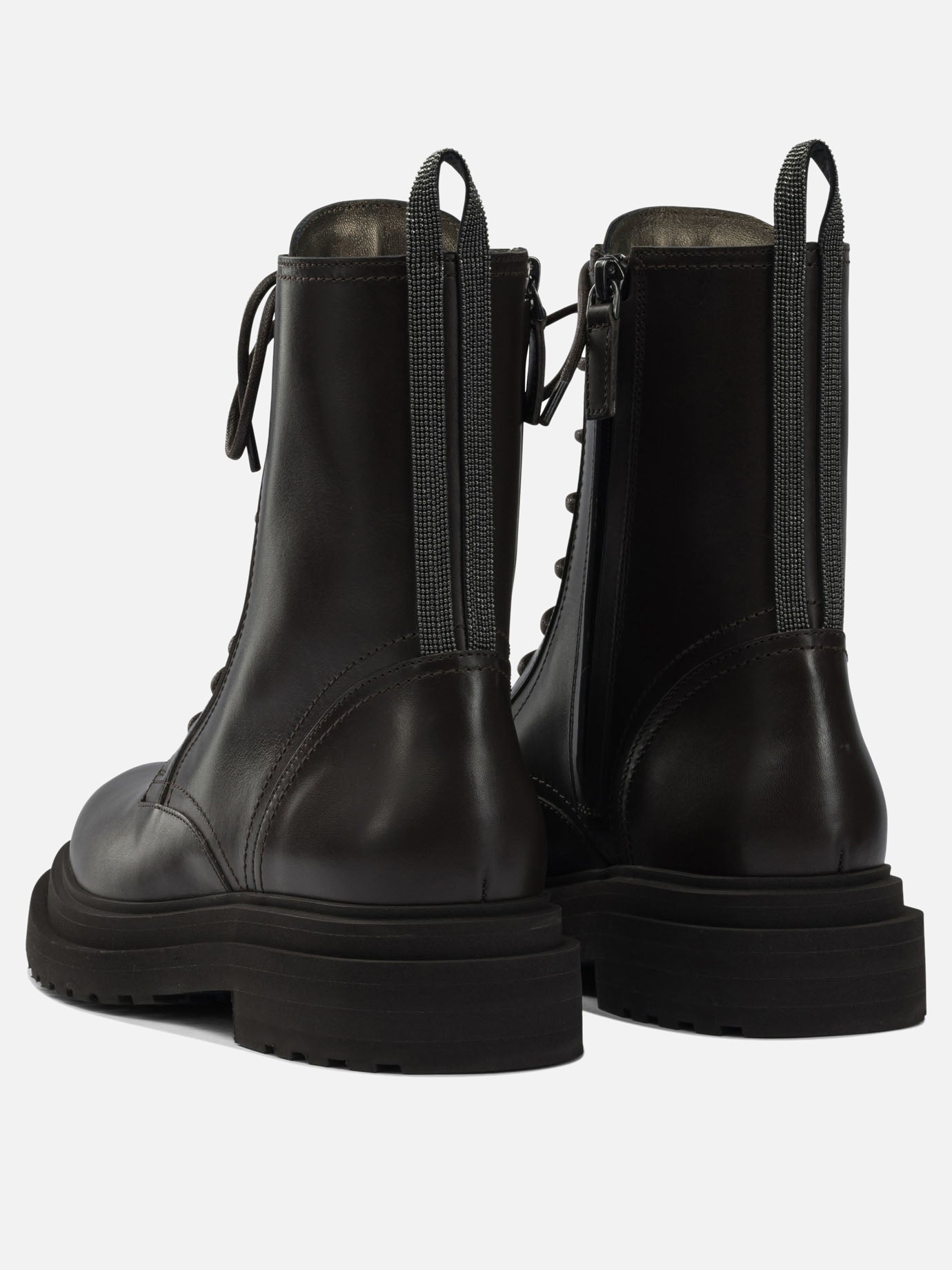 Lace-up boots 100% leather - 100% leather  Brown - Brunello Cucinelli Women | PDP | VIETTI Online Store | thumbnail_4
