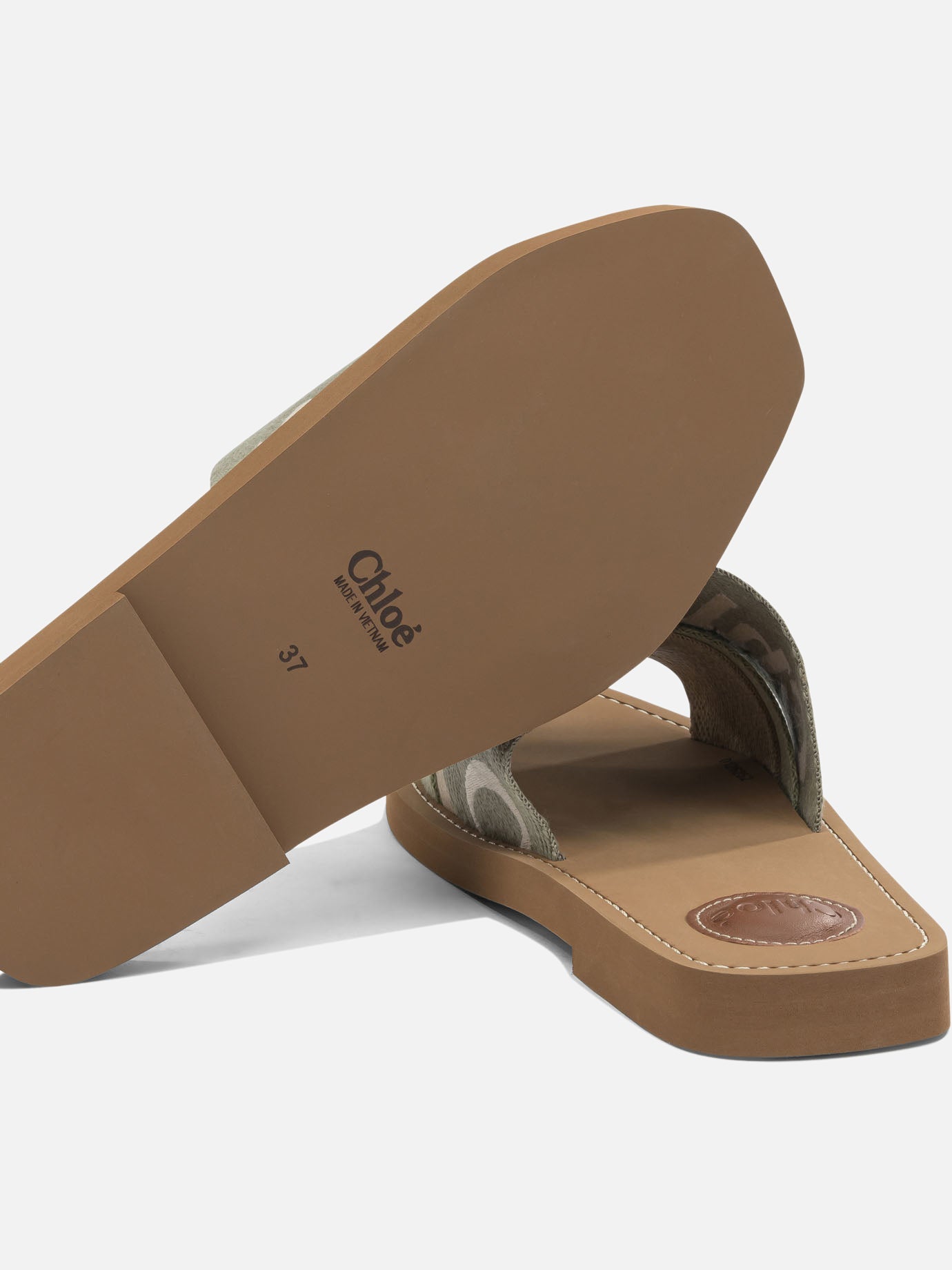 Flat sandals 90% linen 10% polyester - 100% ethylene vinyl acetate  Green - Chloé Women | PDP | VIETTI Online Store | Zoom-Modal_5
