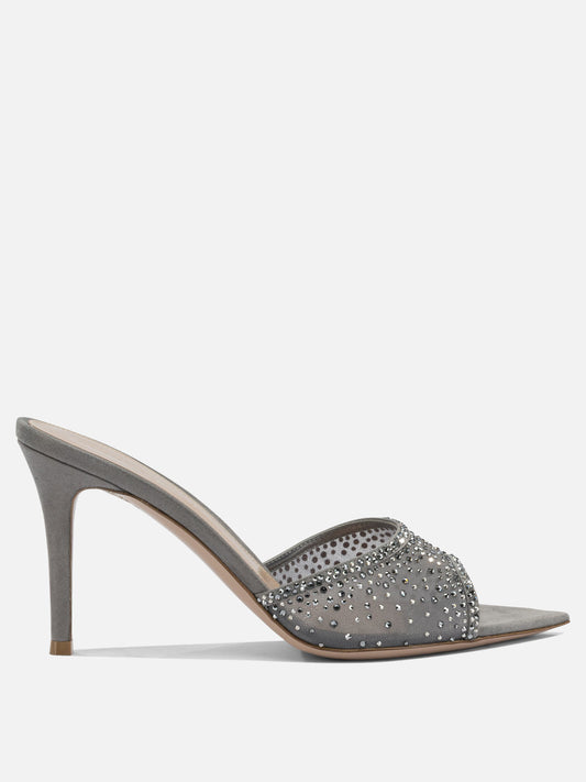 Heeled sandals 70% fabric 30% suede - 100% leather  Grey - Gianvito Rossi Women | VIETTI Online Store 

