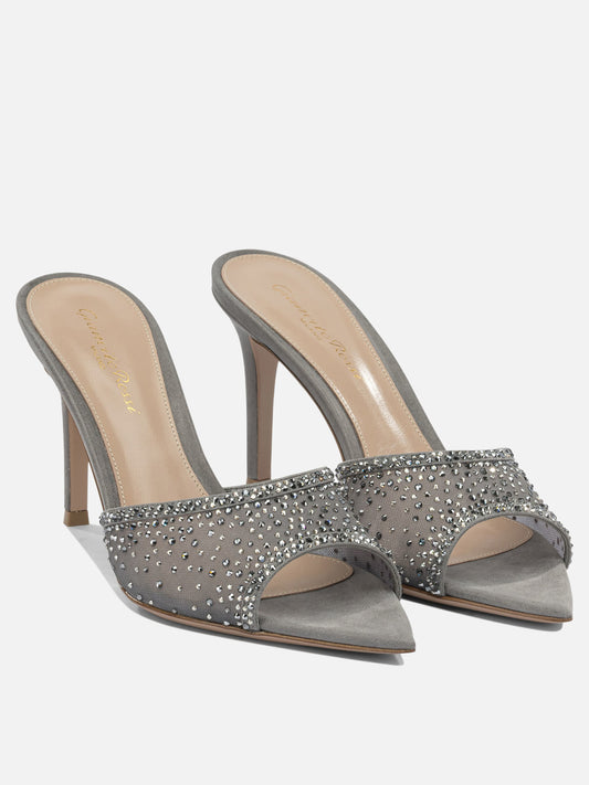 Heeled sandals 70% fabric 30% suede - 100% leather  Grey - Gianvito Rossi Women | VIETTI Online Store | 2
