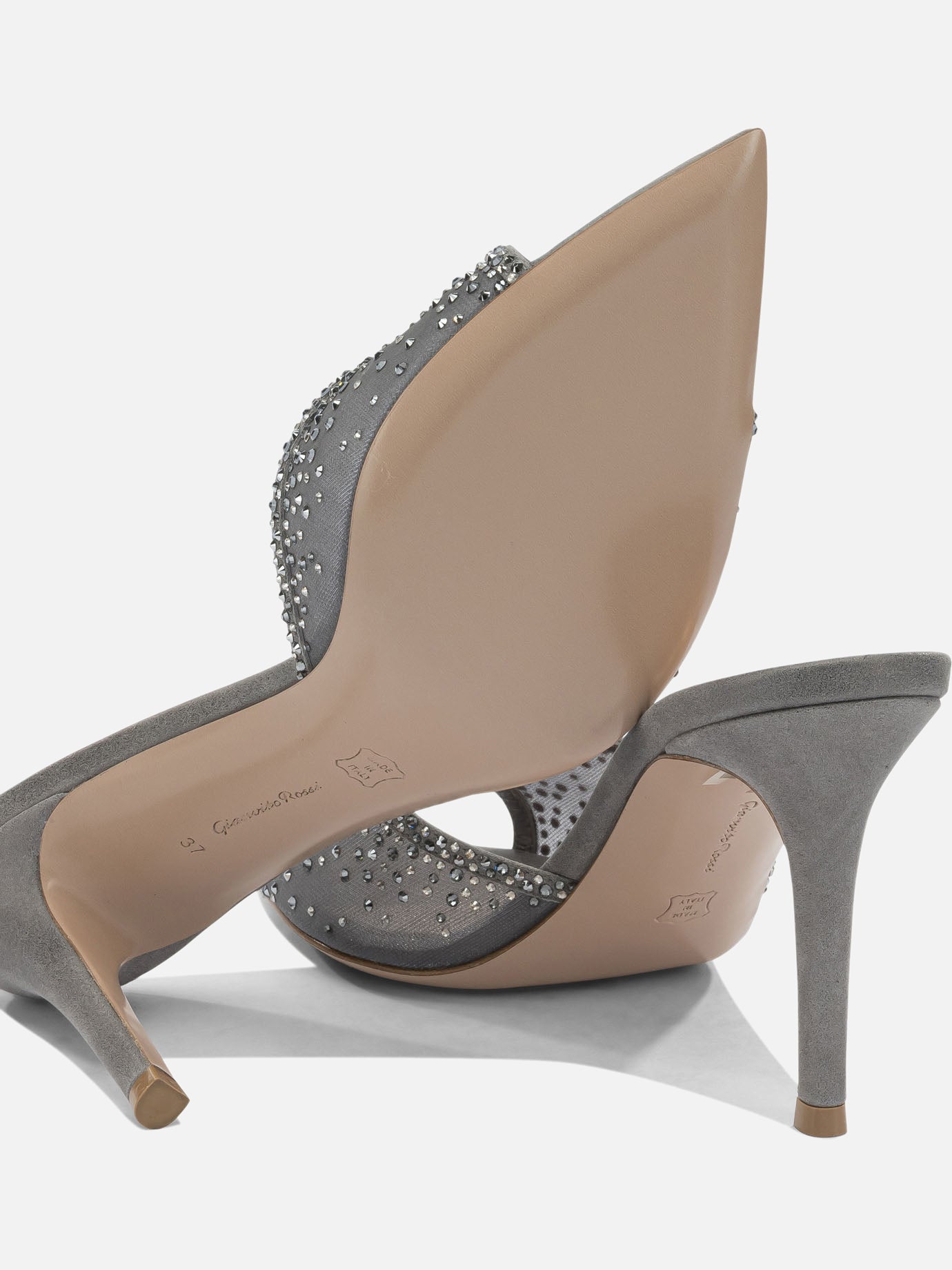 Heeled sandals 70% fabric 30% suede - 100% leather  Grey - Gianvito Rossi Women | PDP | VIETTI Online Store | thumbnail_5