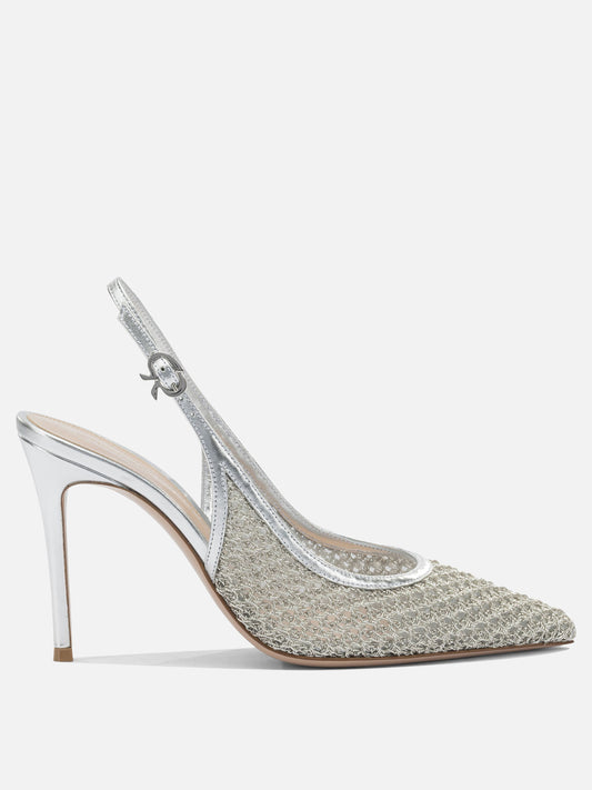 Slingbacks 90% fabric 10% leather - 100% leather  Silver - Gianvito Rossi Women | VIETTI Online Store 
