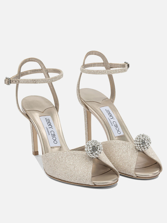 Heeled sandals 59% textile 15% leather 8% crystal 8% metal 5% plastic 5% salpa - 100% calf  Gold - Jimmy Choo Women | PLP | VIETTI Online Store | 2
