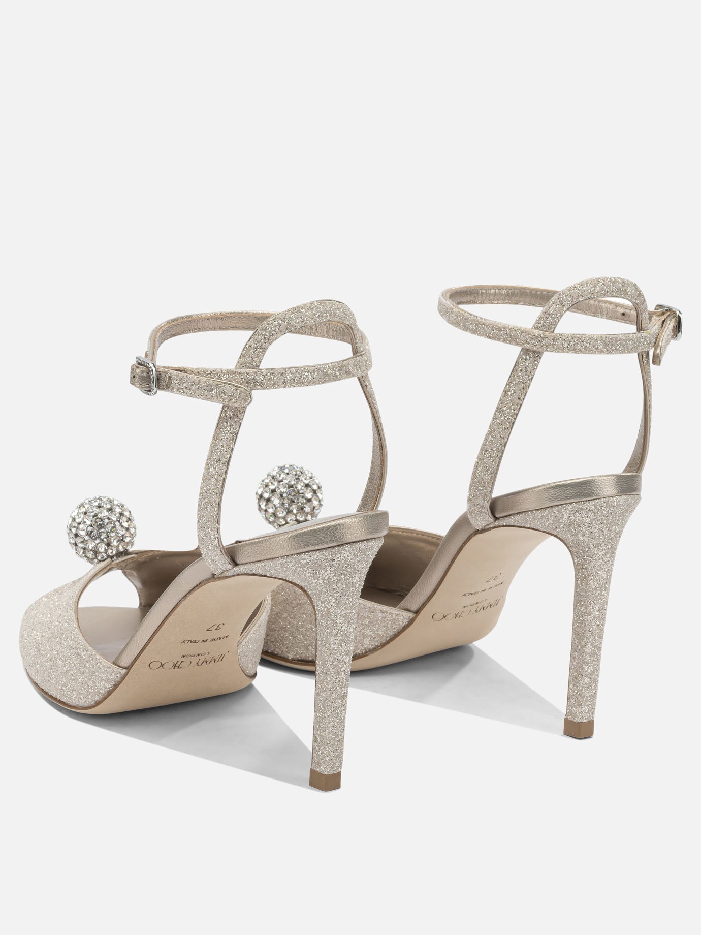 Heeled sandals 59% textile 15% leather 8% crystal 8% metal 5% plastic 5% salpa - 100% calf  Gold - Jimmy Choo Women | PDP | VIETTI Online Store | thumbnail_4