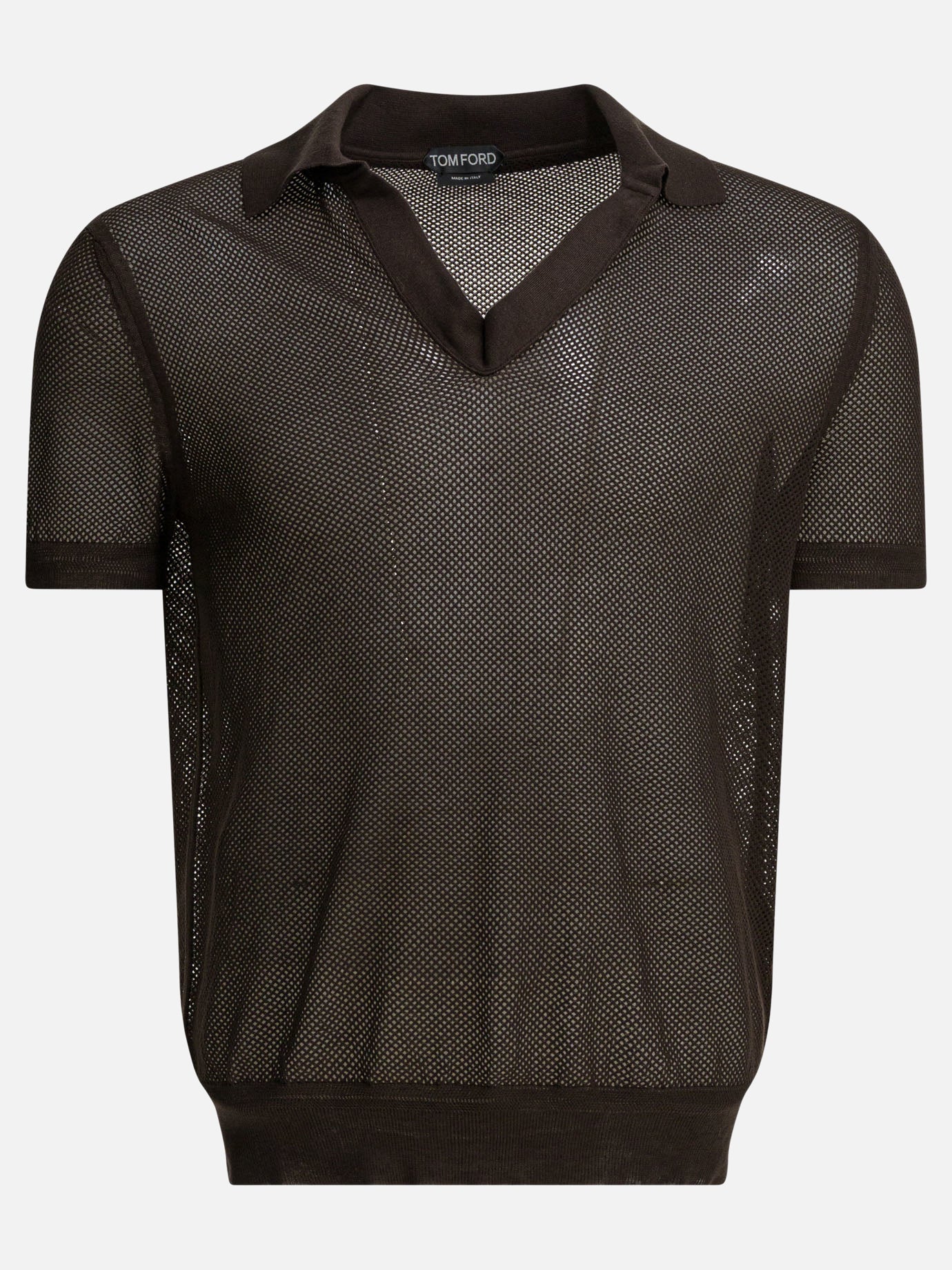Polo shirts without buttons 50% silk 50% cotton  Brown - Tom Ford Men | PDP | VIETTI Online Store | Zoom-Modal
