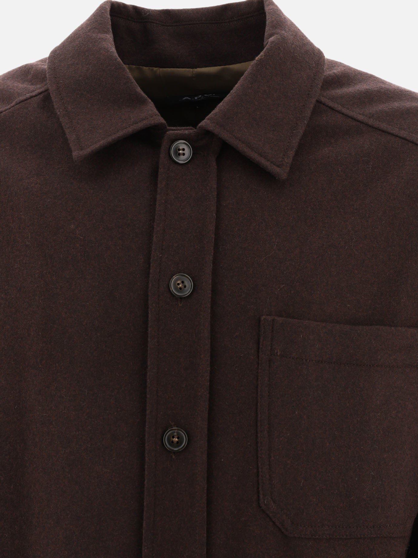 Giacche overshirt 70% lana 25% poliammide 5% poliestere  Marrone - A.P.C. Uomo | PDP | VIETTI Online Store | thumbnail_3