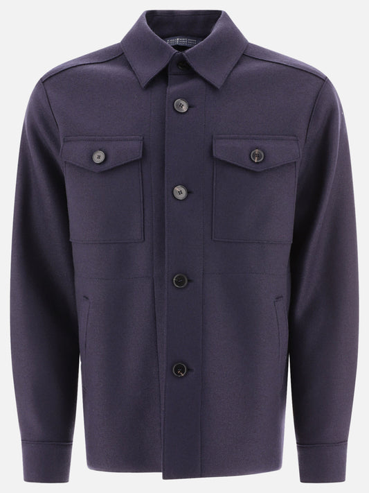 Giacche overshirt 100% virgin wool  Blu - Harris Wharf London Uomo | PLP | VIETTI Online Store 

