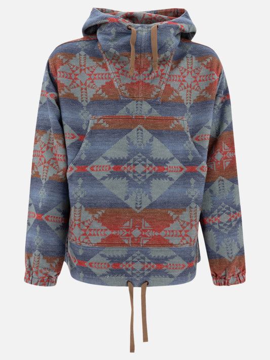 Beams Plus "MIL Smock Jacquard Shaggy" hoodie 17980374_S Blue 1